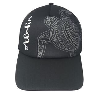 Surfware Trucker Hat Black White One Size Snapback Aloha Tribal Turtle Hawaiian